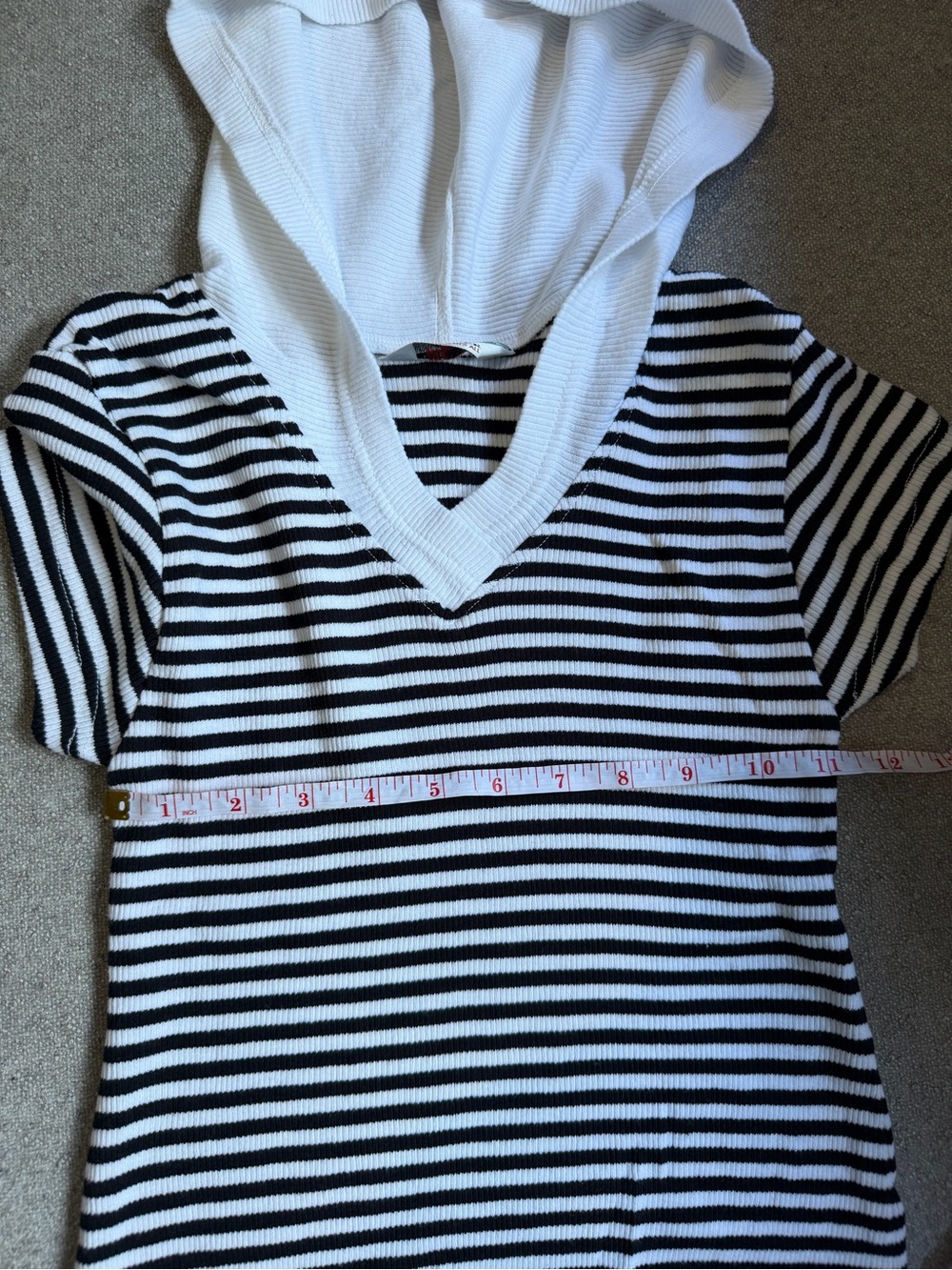 Vintage Hard Tail Black White Striped Hooded Shirt Small - Picture 3 of 9